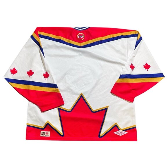Roger Edwards Hockey Night In Canada Jersey Red Vintage 90s CBC Xl - Picture 13 of 15